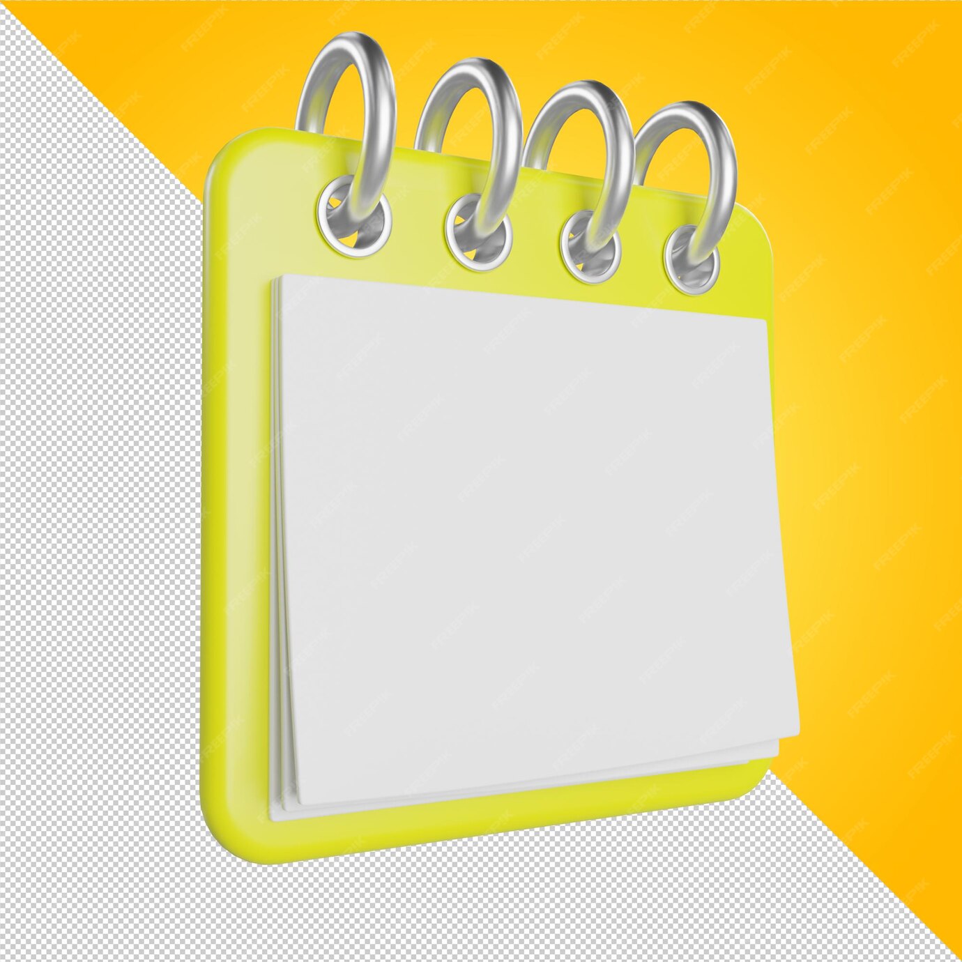 Premium PSD Yellow flip calendar with white pages side view
