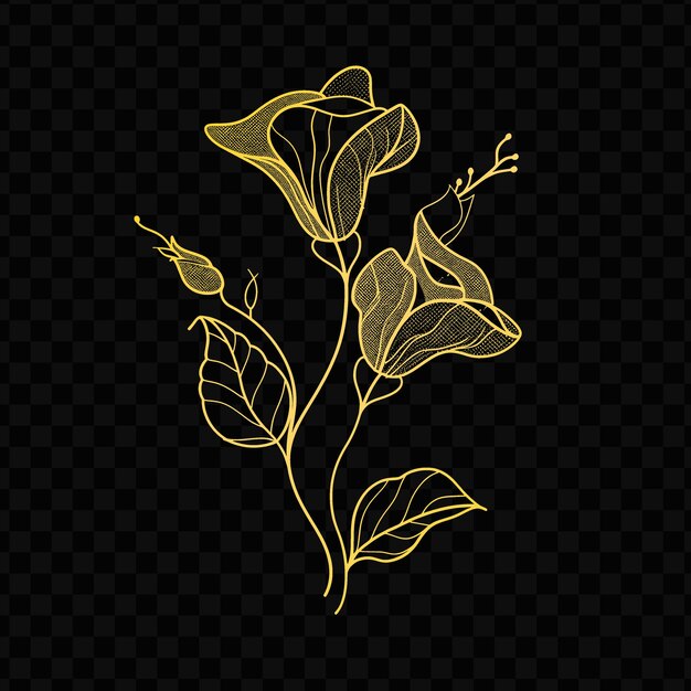 PSD yellow flower on a black background