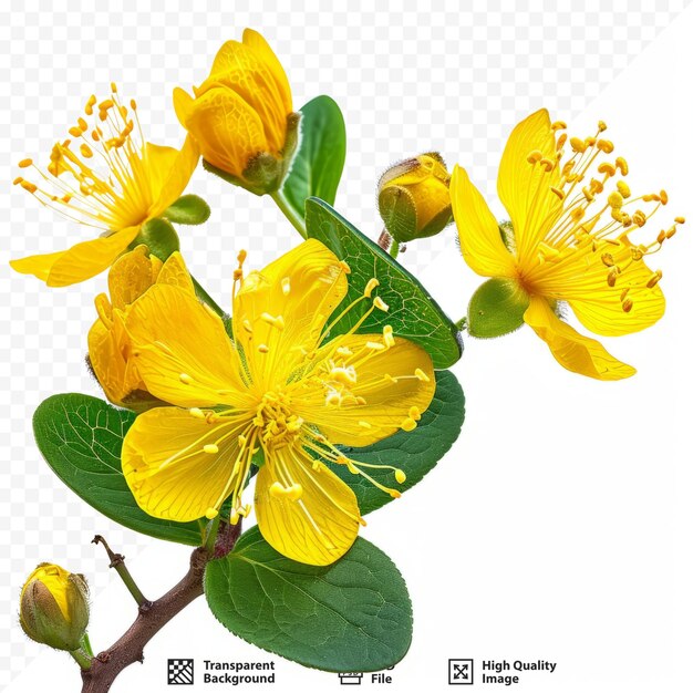 PSD hypericum perforatum의 노란색 꽃은 세인트 존스 워스입니다.