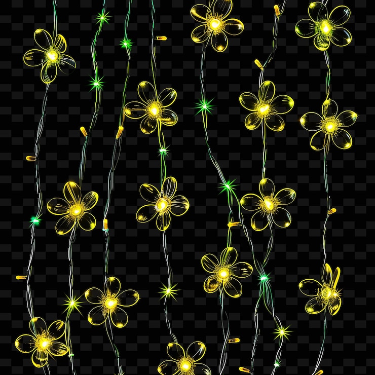 PSD yellow flowers on a black background with a black background