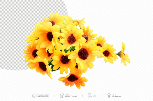 PSD yellow flowers on transparent background