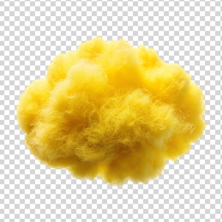 PSD yellow fluffy cloud isolated on transparent background