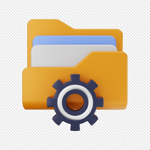 a yellow folder with a gear inside it