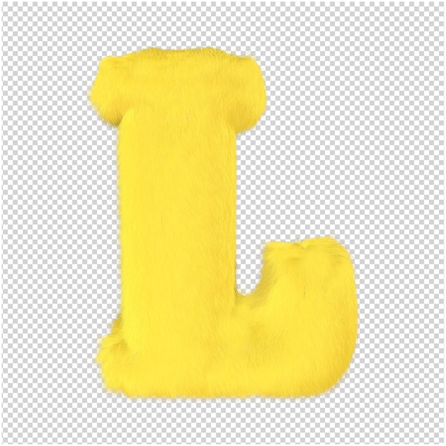 PSD 黄色い毛皮の文字の3dレンダリング
