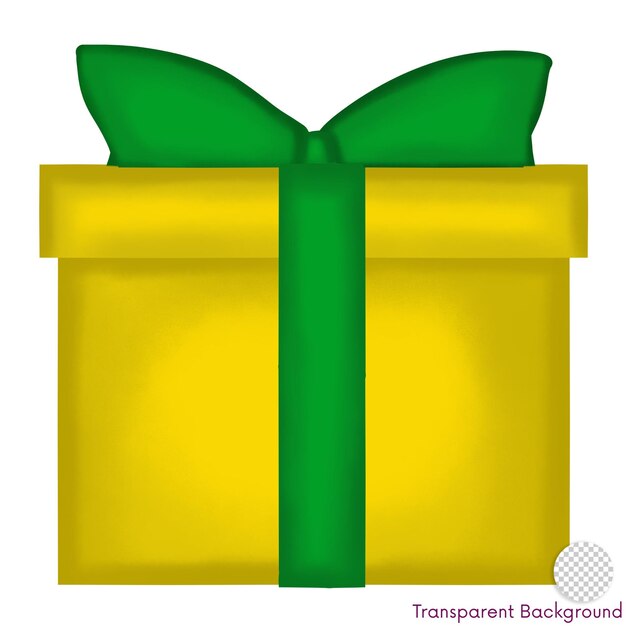 PSD yellow gift box christmas illustration