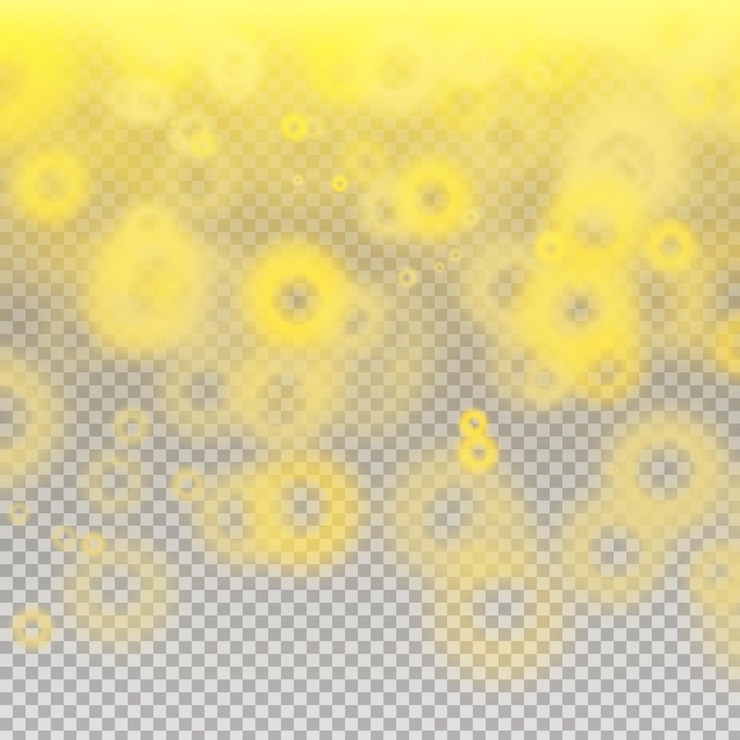 PSD yellow glowing circles bokwh isolated on a transparent background