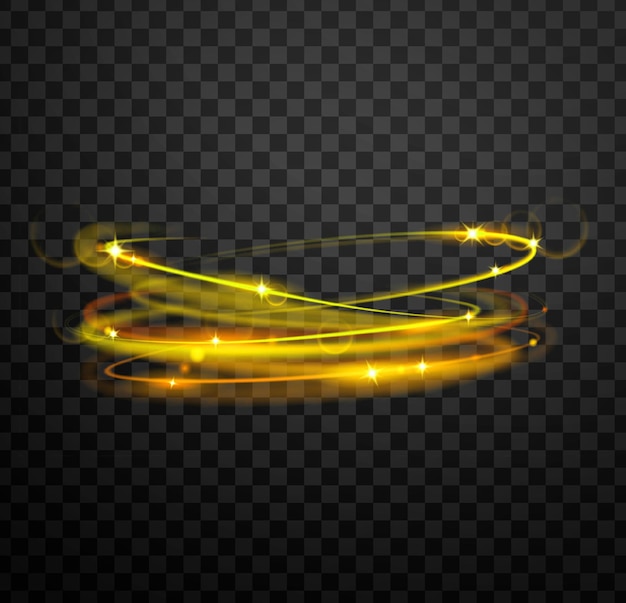 yellow glowing lines on a transparent background