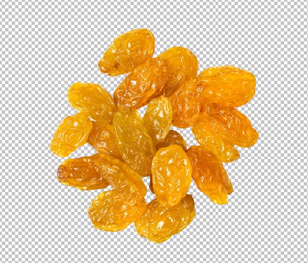 PSD yellow golden raisins isolated on alpha layer