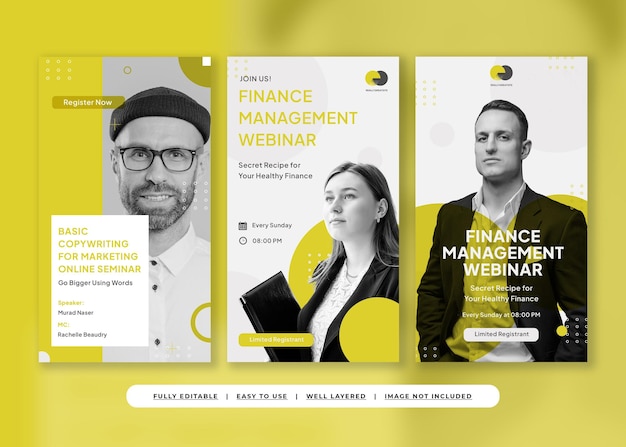 PSD yellow and gray simple online webinar instagram story