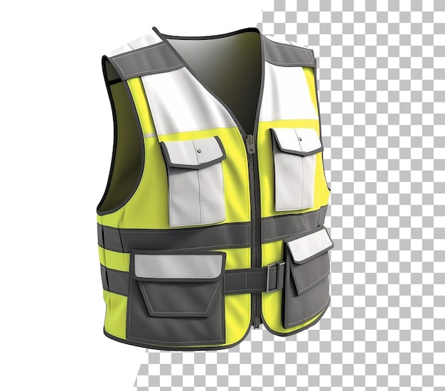 A yellow and gray vest with a grey stripe.