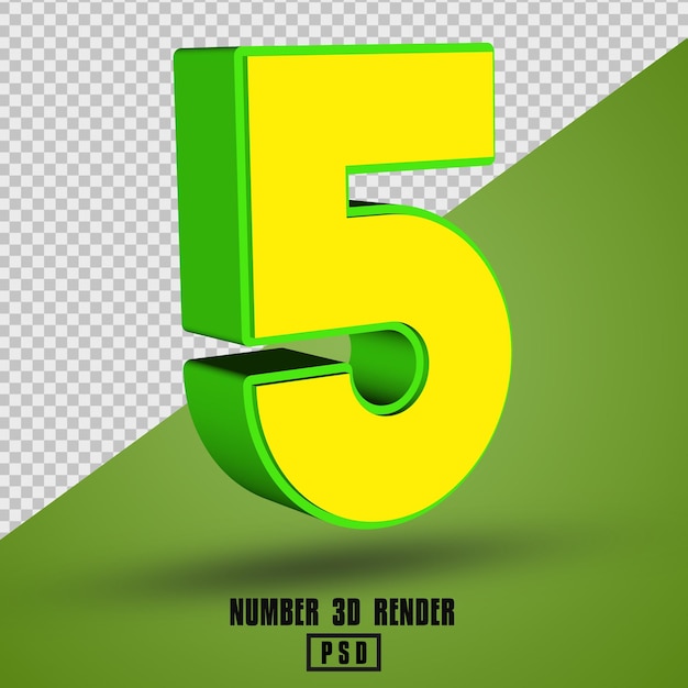 Yellow green number 3d render