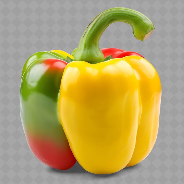 PSD a yellow and green pepper with a green stem