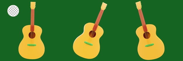 PSD a yellow guitar with a green background