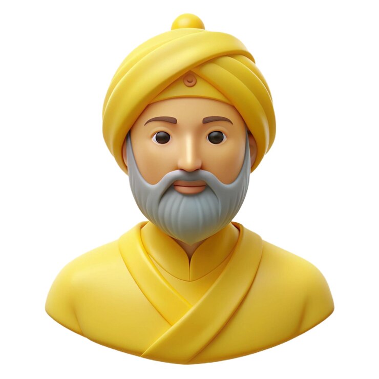 PSD a yellow head of a man with a yellow turban on it