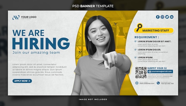 PSD 黄色い雇用バナーテンプレート
