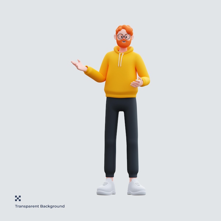 PSD желтый человек с капюшоном 3d иллюстрация