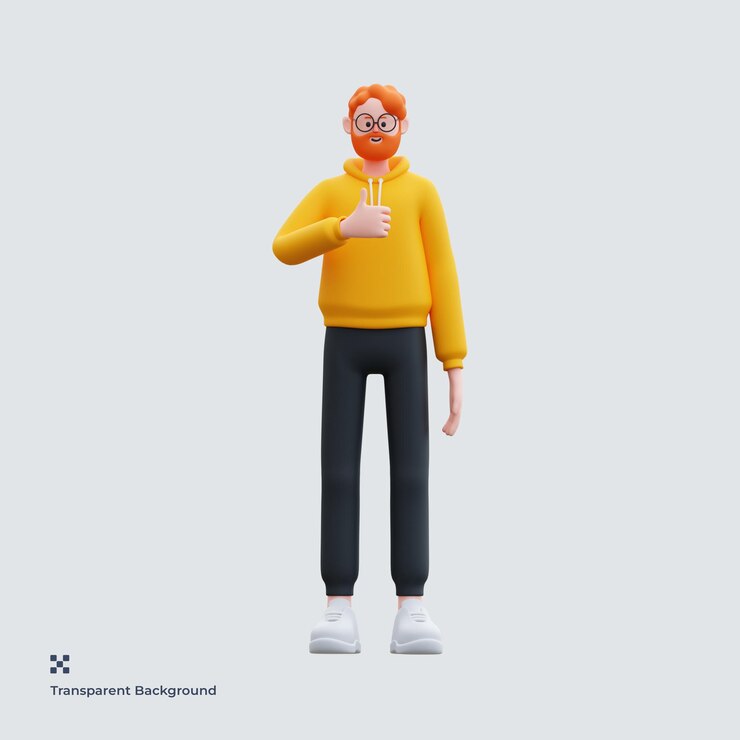 PSD желтый человек с капюшоном 3d иллюстрация