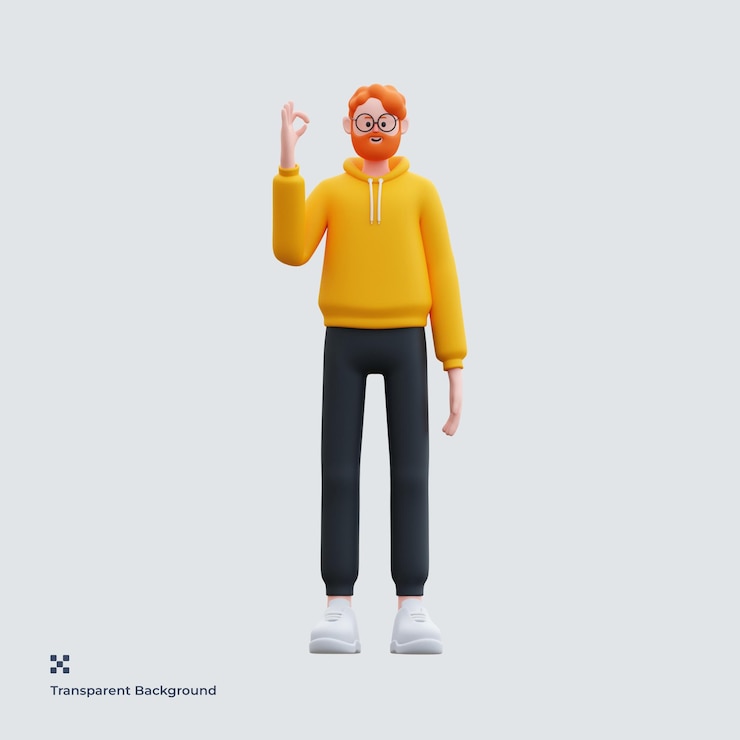 PSD yellow hoodie man 3d illustration