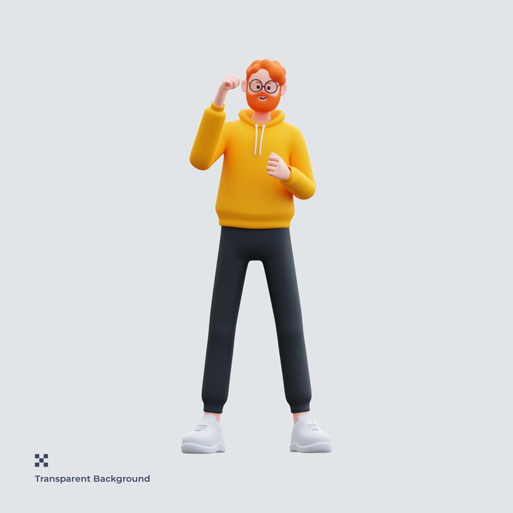 PSD yellow hoodie man 3d illustration