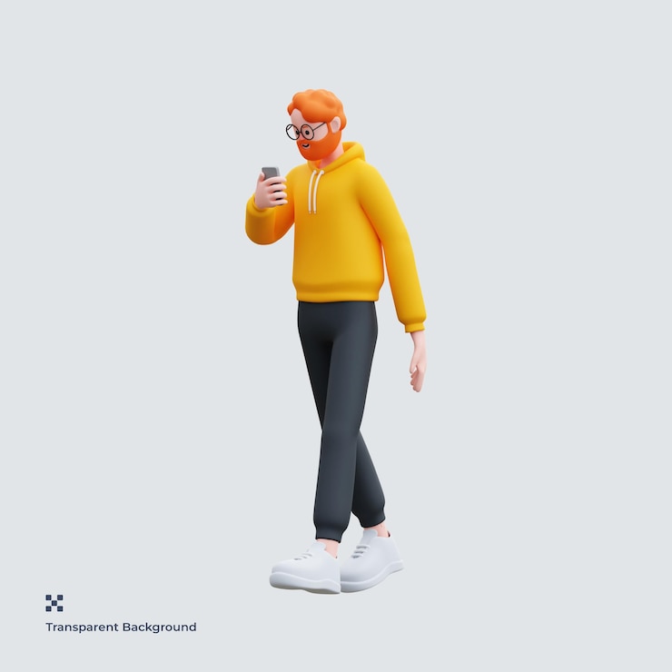 PSD yellow hoodie man 3d illustration