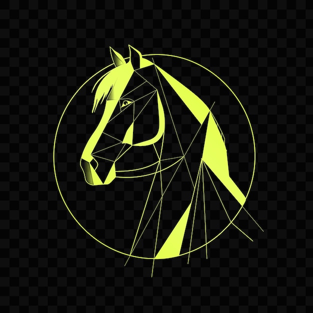 PSD a yellow horse with a yellow mane is drawn in a circle