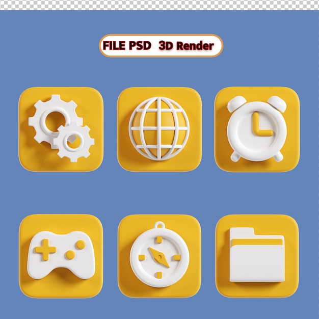 PSD 黄色のアイコン 3d