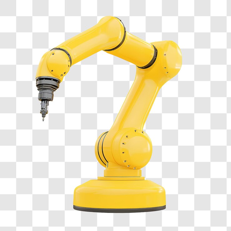 PSD yellow industrial robot arm in operation