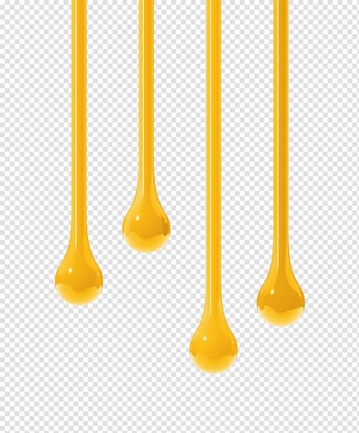 Yellow ink drops on transparent background