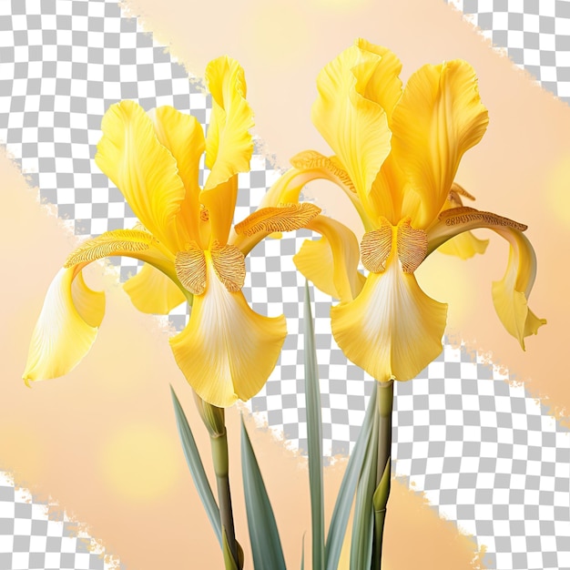 PSD yellow iris flowers on transparent background emblem of france