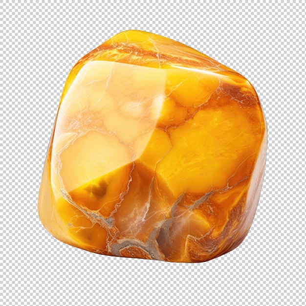 Yellow jasper gem isolated on transparent background generative ai