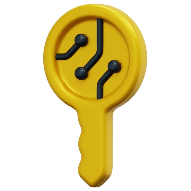 PSD a yellow key with a black arrow on it