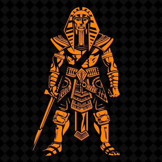 PSD a yellow knight with a sword and a black background with a black background