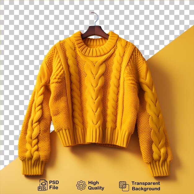 Желтый вязаный свитера изолированный на прозрачном фоне включают png файл