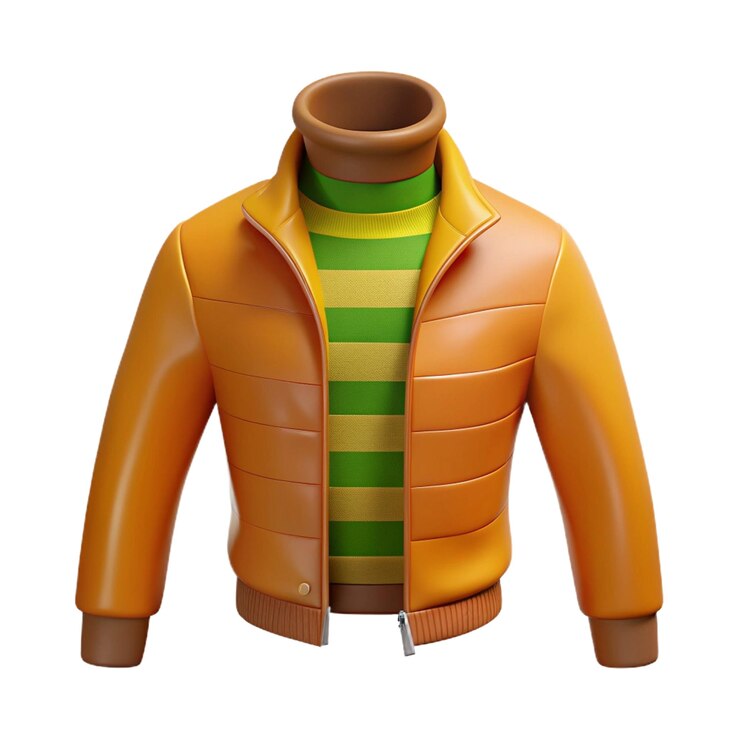 PSD a yellow leather jacket with a green stripe and a striped shirt