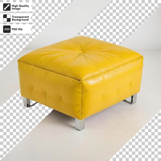 PSD a yellow leather ottoman with the word  f  on it