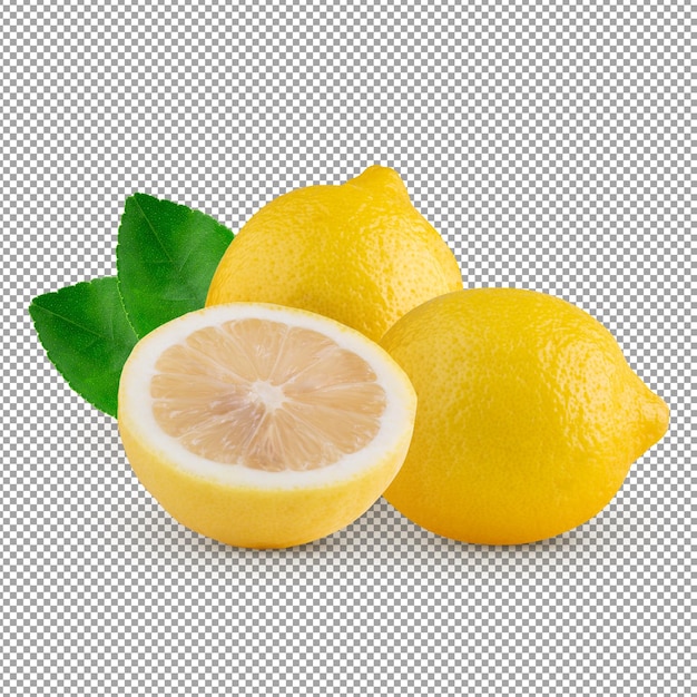 PSD yellow lemon isolated on alpha background