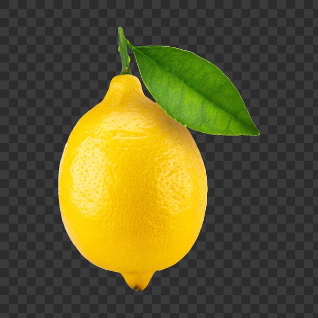 Yellow lemon with a green leaf