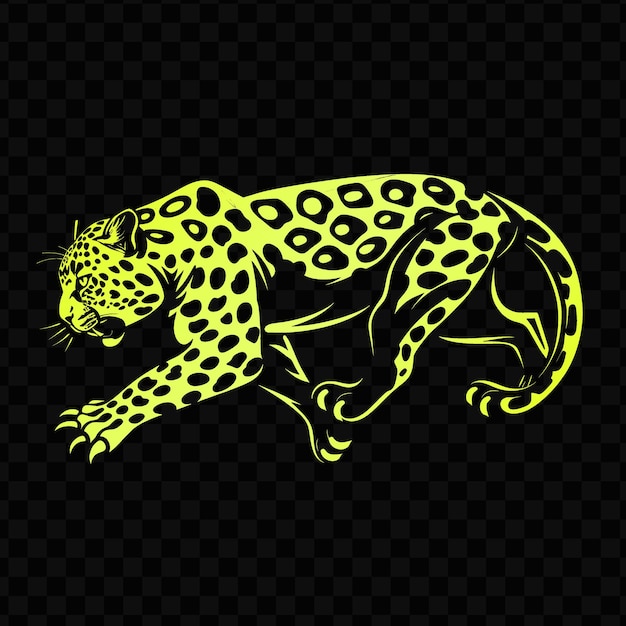 PSD yellow leopard with black and white markings on the black background