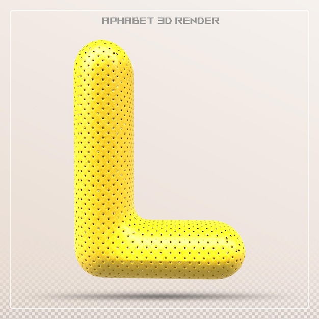 yellow letter l font bubble alphabet 3d render