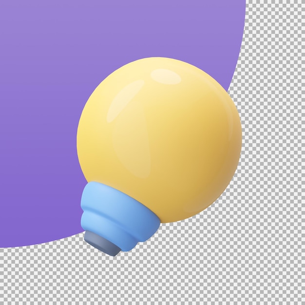 Yellow light bulb icon business knowledge tips ideas 3d illustration with clipping path