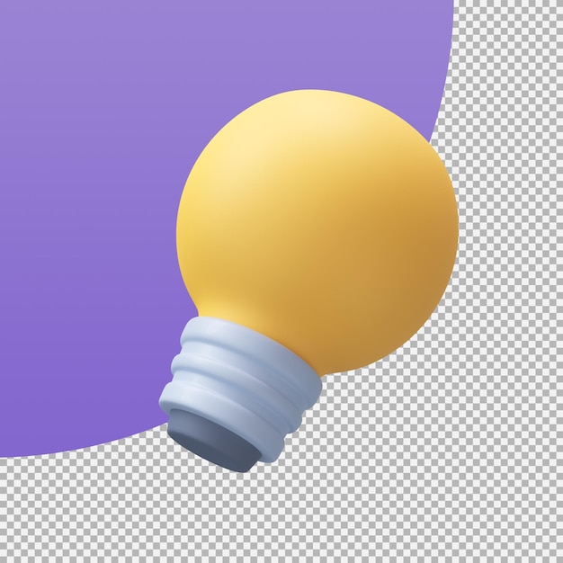 PSD yellow light bulb icon business knowledge tips ideas 3d illustration with clipping path