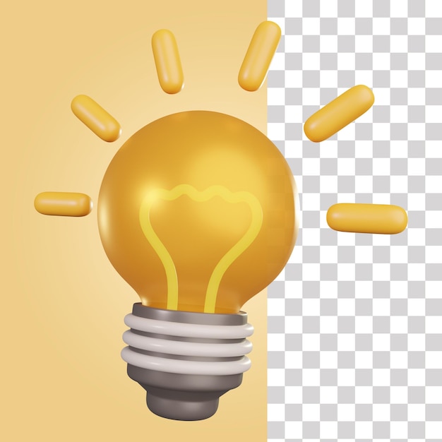 A yellow light bulb with a black border and a white background.