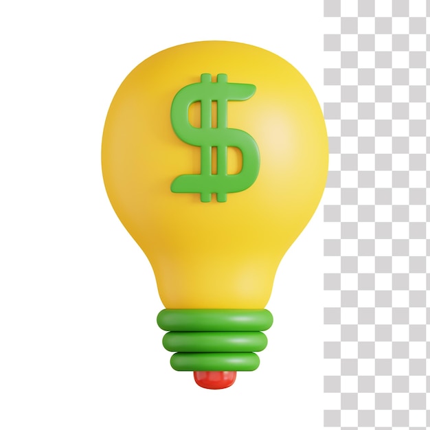 A yellow light bulb with a dollar sign on it.