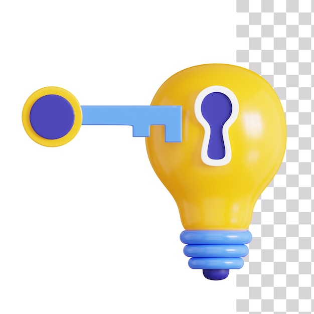 PSD a yellow light bulb with a key in the middle and a key in the middle.