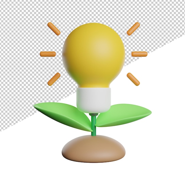 A yellow light bulb with a plant on it