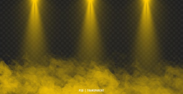 PSD yellow light effect with yellow smoke isolated on transparent background