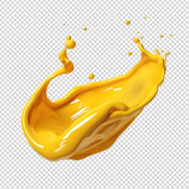 Yellow liquid paint splash Hand cut on transparent