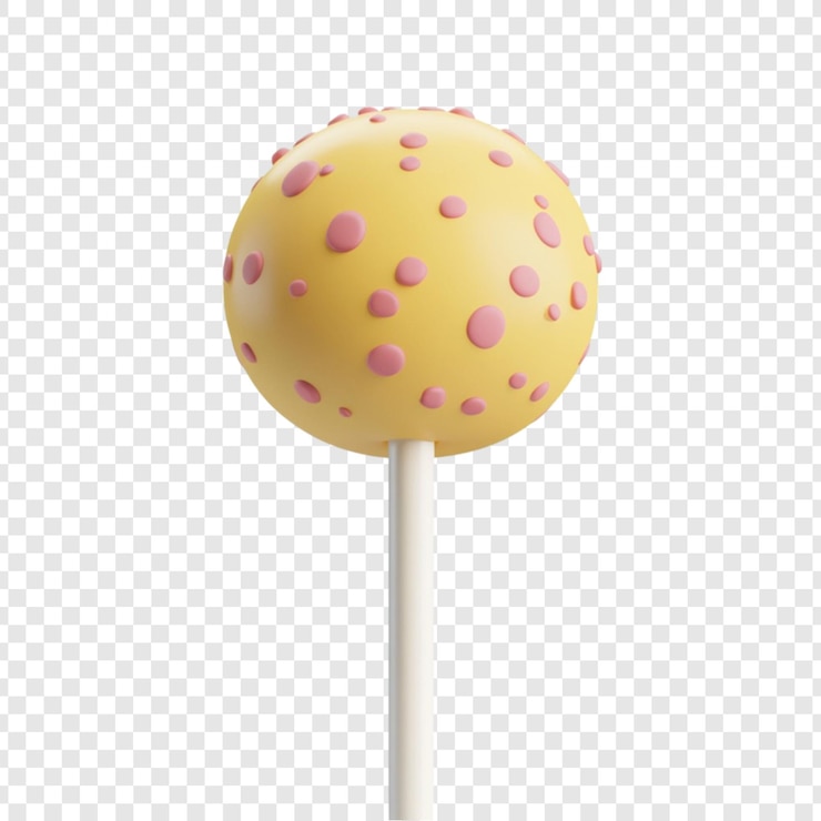 PSD ピンクの点が付いた黄色いロリポップ甘いお子デザート子