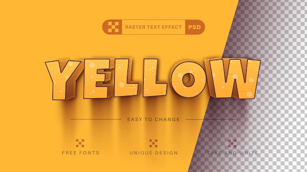 Yellow long shadow editable text effect font style