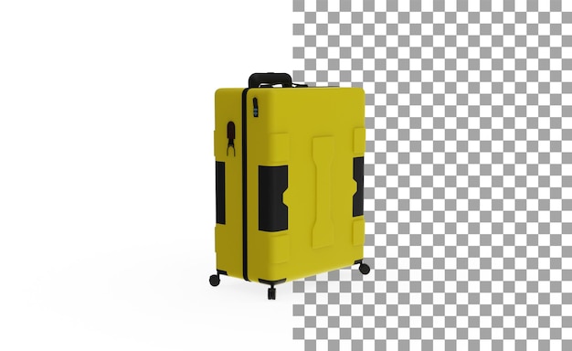 Yellow luggage angle view without shadow 3d render